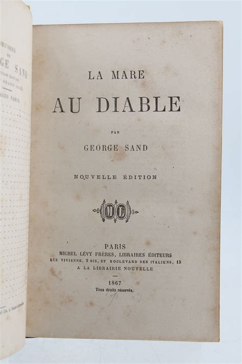 La Mare Au Diable By SAND George Couverture Rigide 1867 Signed By