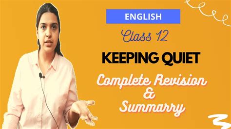 Keeping Quiet English Class 12 Poem Quick Revision And Explanation