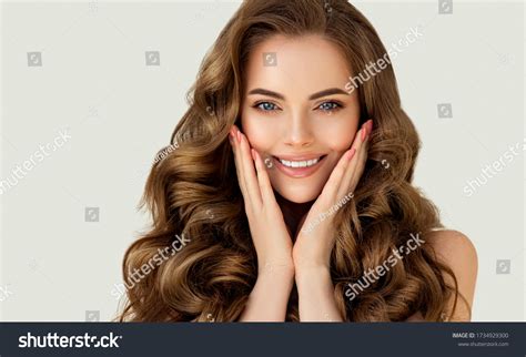 Beautiful Laughing Brunette Model Girl Long Stock Photo Shutterstock