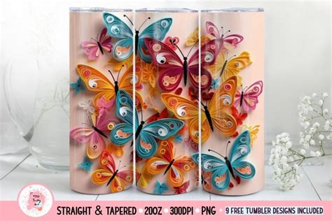 Butterfly Tumbler Wrap For Oz Tapered And Straight