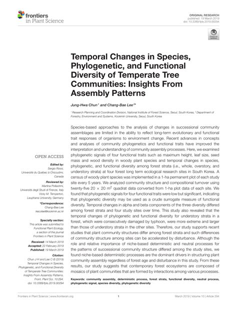 (PDF) Temporal Changes in Species, Phylogenetic, and Functional ...