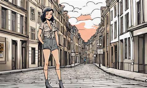Lexica A European Comic Style Hand Drawn Cartoon Of A Hot Girl Standing In Brussels Near
