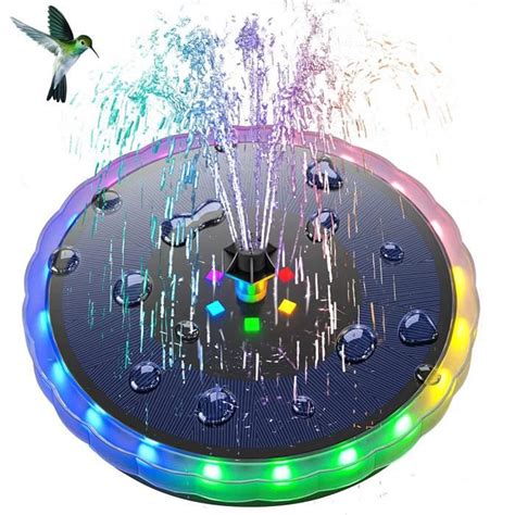 Fontaine Solaire Extérieur Flottante 4W avec LED Lumières Colorées et