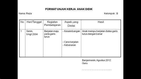 CONTOH FORMAT EVALUASI DAN PENILAIAN PAUD | ANAK PAUD BERMAIN BELAJAR