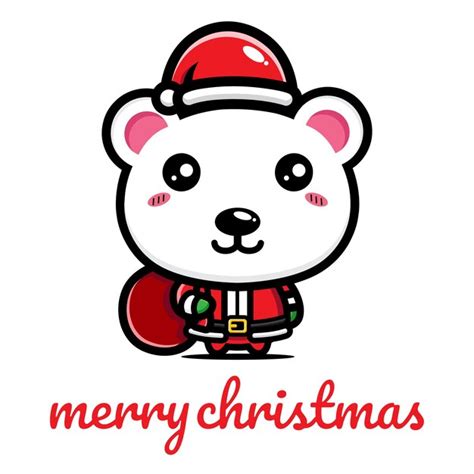 Premium Vector Polar Bear Cute Celebrating Christmas