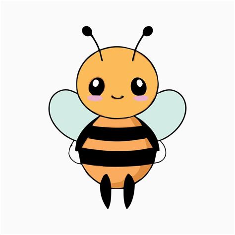Adorable Cute Baby Bee Illustration Kawaii Vector Drawing Style