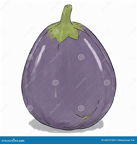 Eggplant Watercolor Illustration Sketch Drawing Style Clipart Stock