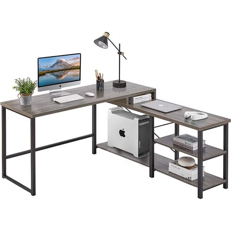 25 Mo Finance BON AUGURE L Shaped Computer Desk With Storage Shelves