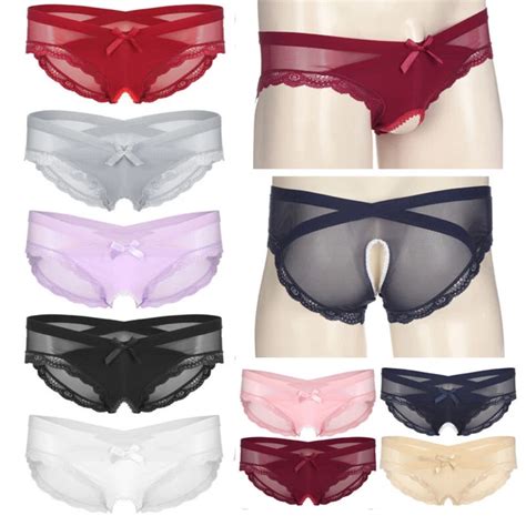 Uk Men Sexy Lace Sissy Pouch Thong Panties Sheer G String Bikini Brief Underwear Picclick Uk