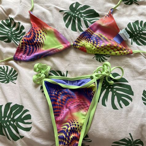 Bright Rave Bikini From Bershka Perfect Condition Depop