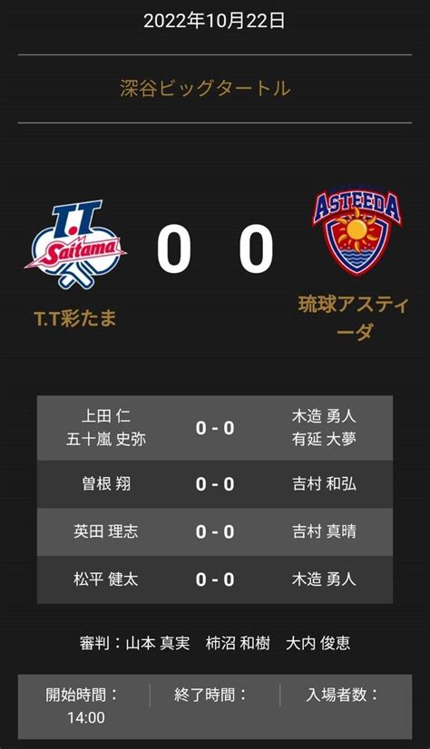 10月22日（土）14 00 試合開始 T T彩たま Vs 琉球アスティーダ 対戦オーダー発表 一般社団法人tリーグのプレスリリース