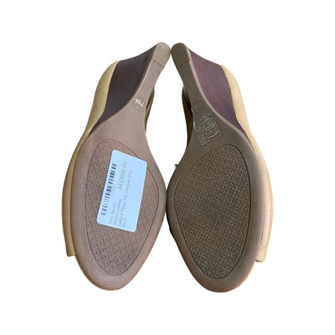 Tory Burch Nude Leather Sally Peep Toe Wedges Size Shaikha S Luxury Closet