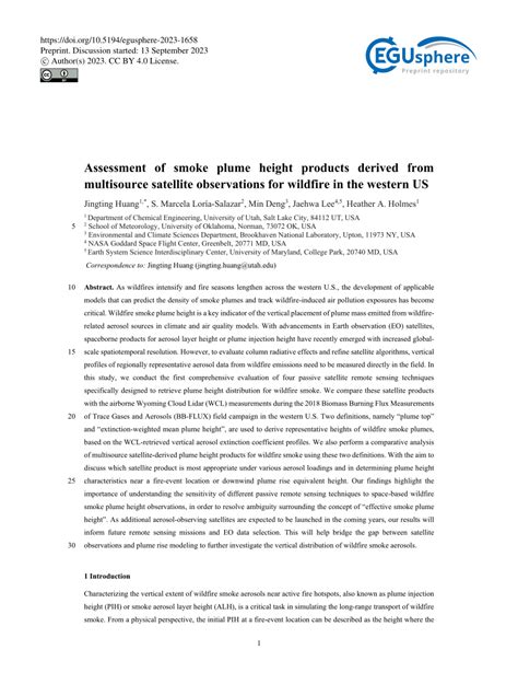 (PDF) Assessment of smoke plume height products derived from multisource satellite observations ...