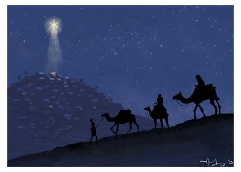 Christmas: the Magi Follow the Star, Matthew 2, Digital Art, Print at ...