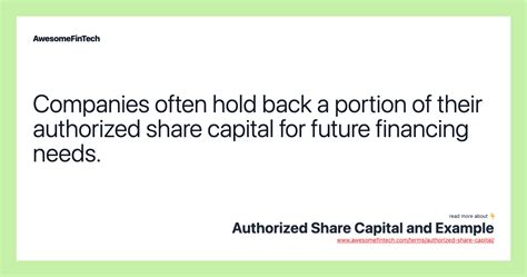 Authorized Share Capital and Example | AwesomeFinTech Blog