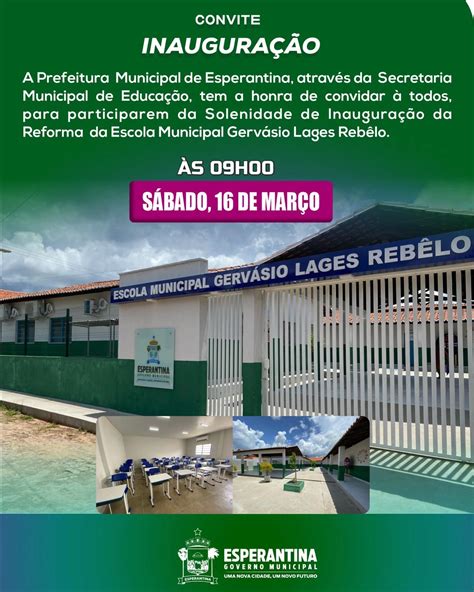 Prefeitura De Esperantina Vai Inaugurar Reforma De Escola Gp