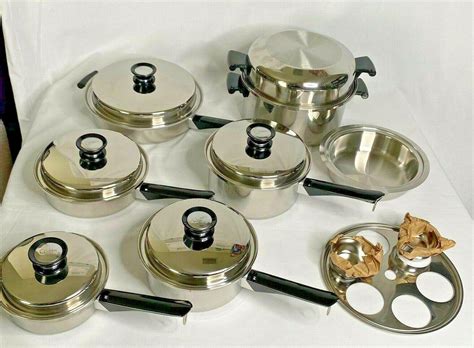 Nos Amway Queen Cookware Multi Ply 188 Stainless 18 Pc Set Brand New
