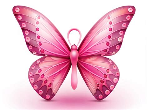 Pink Ribbon With Butterfly Wings For Breast Cancer Premium Ai