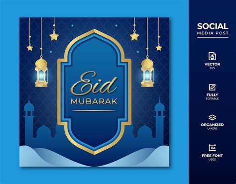 Premium Vector Eid Mubarak Social Media Post Template