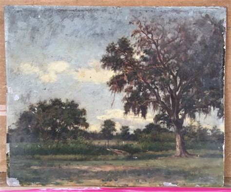 TABLEAU ANCIEN HUILE Paysage Arbres Clairière Ciel Barbizon XIXe A