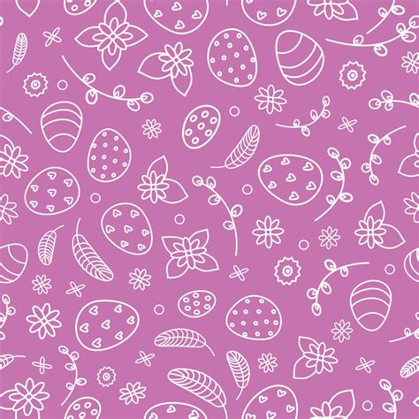 Pink Linear Pattern Of Easter Eggs And Flowers And Pussy Willow 21194597 Vector Art At Vecteezy