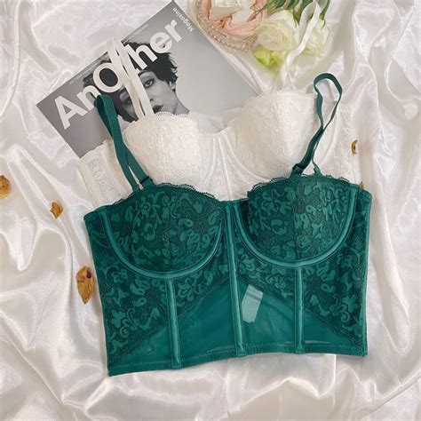 Lace Underwear Summer Thin Vest Type Bralette Big Breasts Show Small Inner Fishbone Lingerie