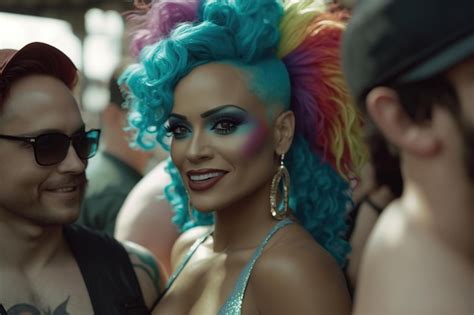 Grupo de personas diversas que celebran el día del orgullo gay ilustración generativa de ia