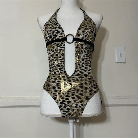 Y K Guess Leopard Print One Piece Bikini Marked A Depop