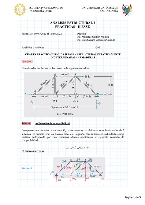 AE1 P9 Estructuras indeterminadas Armaduras V2 INGENIERÍA CIVIL