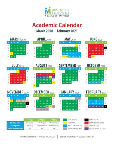 Academic Calendar – Momentous Schools