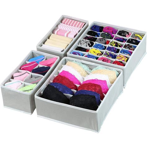 Generic Closet Underwear Organizer Drawer Divider 4 Set Gray Walmart