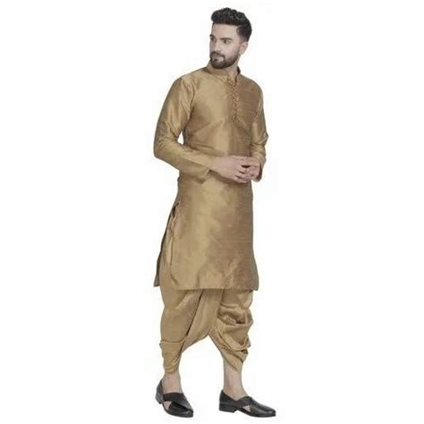 Golden Dupion Silk Mens Party Wear Dhoti Kurta Size Dimension M Xxl At Rs 650 Set In Delhi