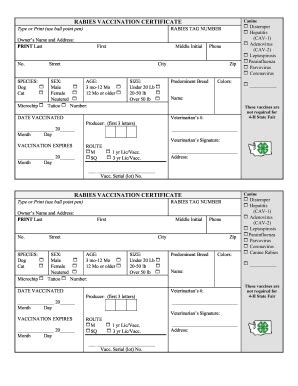 Rabies Vaccine Templates Form Fill Out And Sign Printable PDF