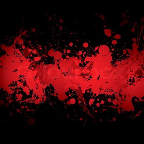 Abstract Blood Red Ink Splat Banner With Black Background Stock