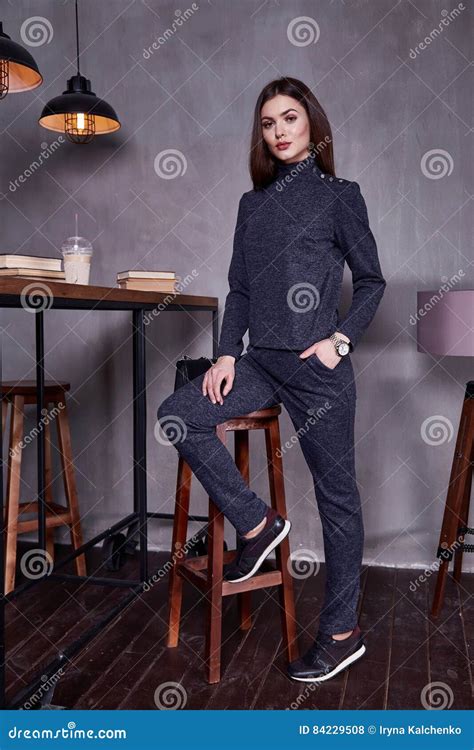 Fashion Style Woman Perfect Body Shape Brunette Hair Wear Beautiful Model Stock Photo Image Of