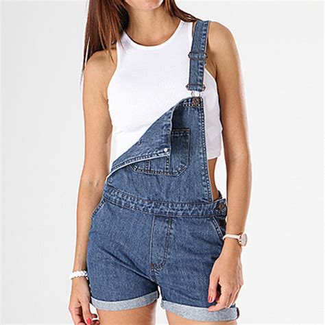 Urban Classics Salopette Short Femme Tb1536 Bleu Denim