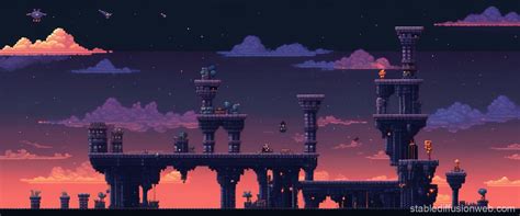 Pixel Art Game Sky Stable Diffusion Online