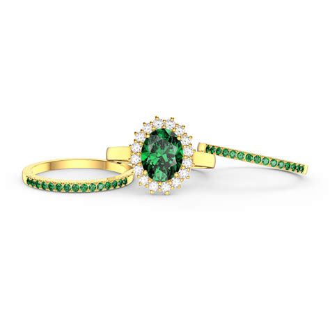 3ct Emerald Oval Moissanite Halo 18ct Yellow Gold Engagement Diana Ring