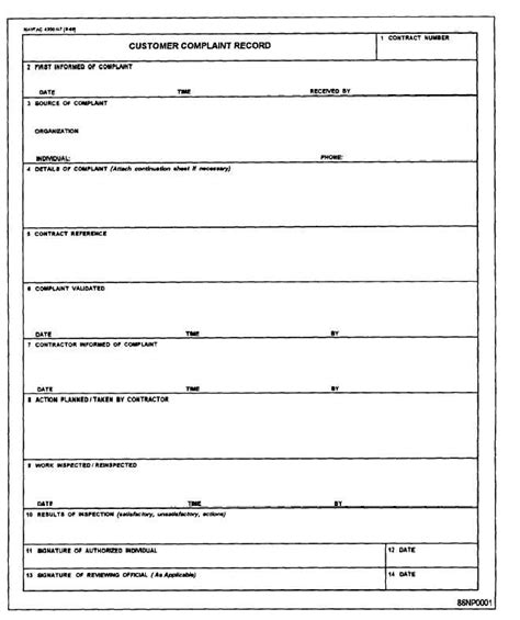 Figure 8 1customer Complaint Form Navfac Form 433047
