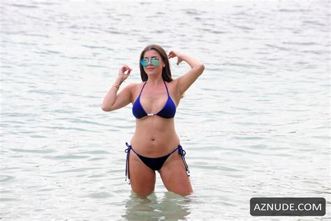 Imogen Thomas Sexy In A Blue Bikini At The Beach In Mallorca Aznude