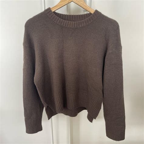 Nude Lucy Chocolate Brown Cropped Jumper Depop