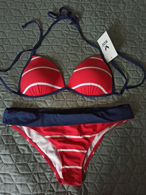 Stadium röd vit och mörkblå bikini storlek 38 Köp på Tradera 685105613