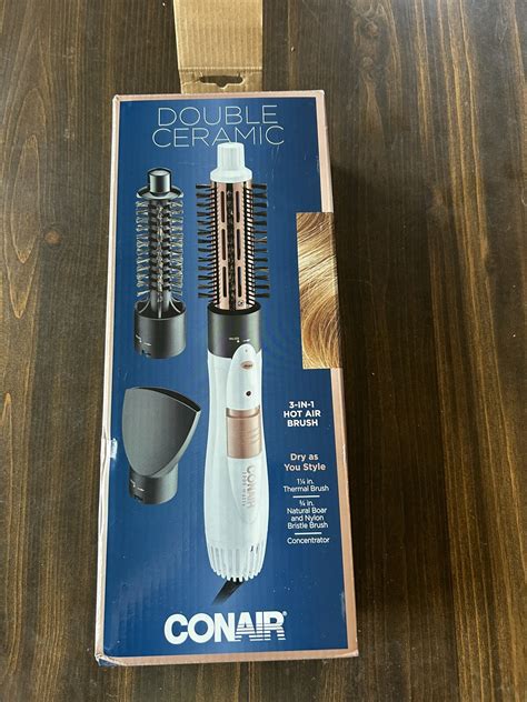 Conair Double Ceramic 3 In 1 Hot Air Brush Styler Thermal Brush NEW