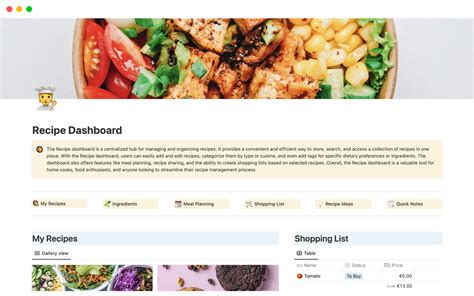 Recipe Dashboard Template Notion Marketplace