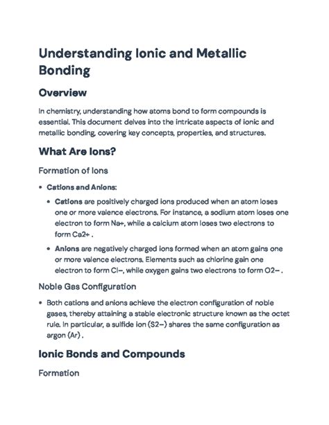 Ionic & Metallic Bonding (CHEM 1010): Key Concepts & Properties