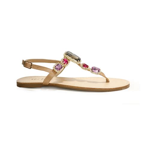 Sandália Rasteira Vestige Nude Pedras Coloridas