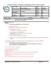 Discrete Structure Exam: Symbolic Form, Rules of Inference, and ...