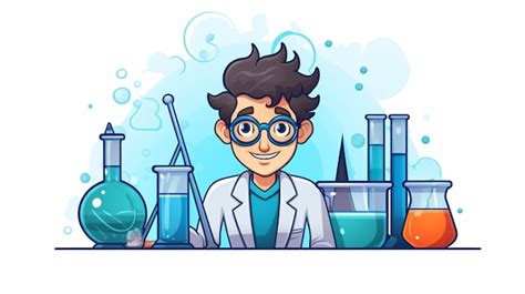 Un Dibujo De Un Hombre Con Gafas Y Una Bata De Laboratorio Con Una