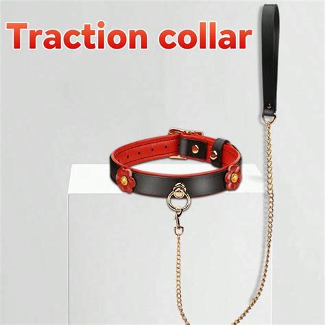 Classic Black And Red Leather Collar Leash Sm Props Men And Women Sex Toys Sex Toys Couples Sex