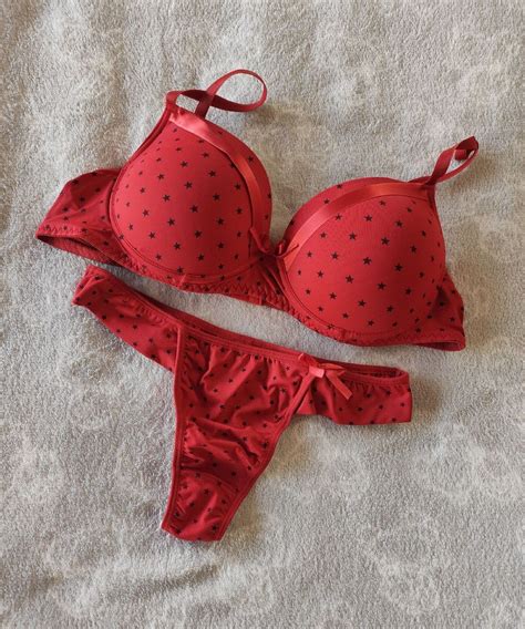 Conjunto Lingerie Vermelho Lingerie Feminina Usado Enjoei